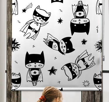 Store enrouleur chambre enfant croquis super-héros  - TenStickers