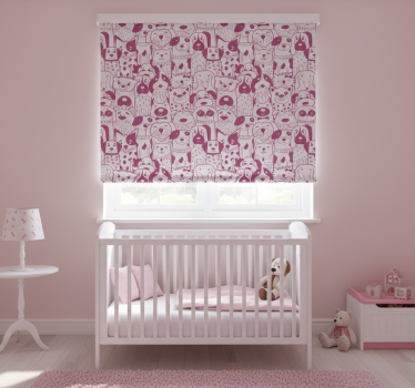Store enrouleur chambre enfant dessin de chiens roses - TenStickers