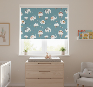 Store enrouleur chambre enfant Éléphant sous la pluie - TenStickers