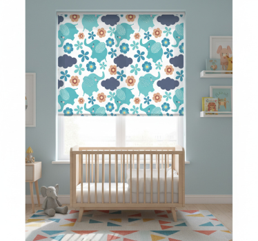 Store enrouleur chambre enfant éléphants et fleurs - TenStickers