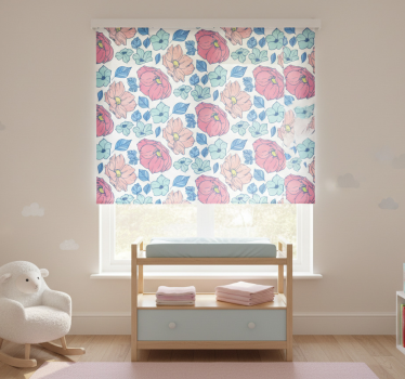 Store enrouleur chambre enfant fleurs roses et bleues - TenStickers