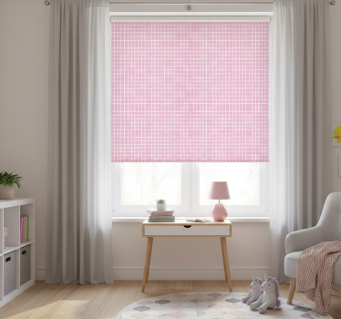 Store enrouleur chambre enfant lignes roses et blanches - TenStickers