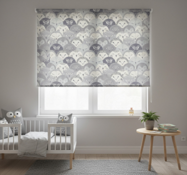 Store enrouleur chambre enfant hibou gris style nordique - TenStickers
