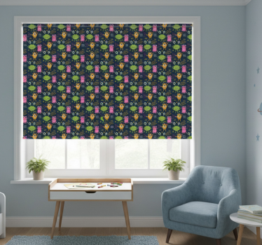 Store enrouleur chambre enfant illustration d'aliens colorés - TenStickers
