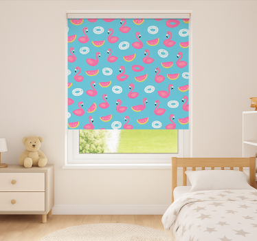 Store enrouleur chambre enfant imprimé flamant bleu - TenStickers