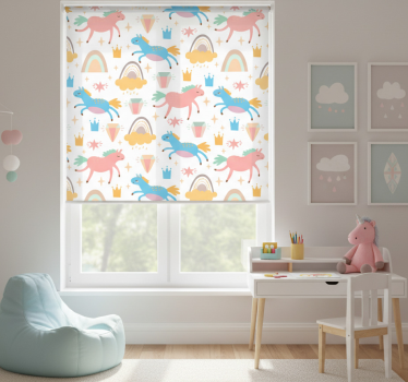 Store enrouleur chambre enfant licornes et arcs-en-ciel - TenStickers