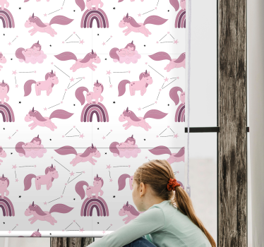 Store enrouleur chambre enfant licornes roses et arches - TenStickers