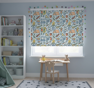 Store enrouleur chambre enfant montagnes et camping - TenStickers