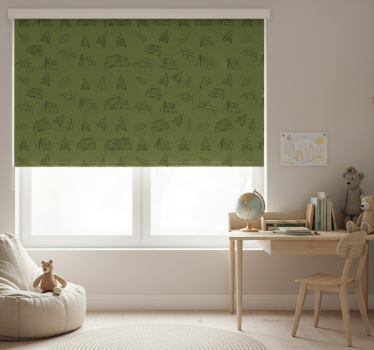 Store enrouleur chambre enfant motifs montagnes vertes - TenStickers