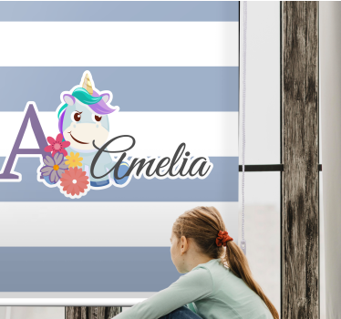 Store enrouleur chambre enfant nom de licorne personnalisé - TenStickers