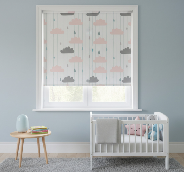 Store enrouleur chambre enfant nuages roses et gris - TenStickers