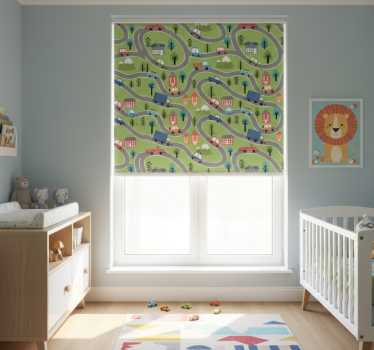 Store enrouleur chambre enfant rue colorée avec voitures - TenStickers