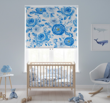 Store enrouleur chambre enfant style nordique fleurs bleues - TenStickers