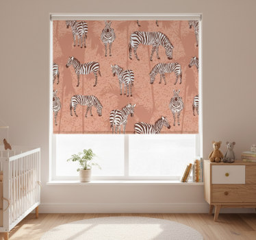 Store enrouleur chambre enfant zèbre et palmiers marron - TenStickers