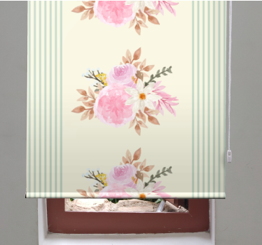 Store enrouleur fleurs motif rayé provincial français - TenStickers