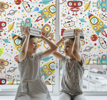 Store enrouleur chambre enfant aventure des robots fusées - TenStickers