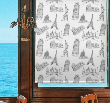 Store enrouleur original silhouettes de monuments célèbres - TenStickers
