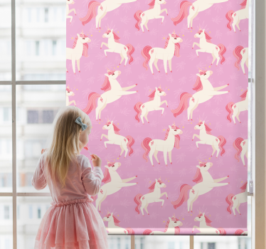 Store enrouleur chambre enfant fantaisie de licorne rose - TenStickers