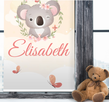 Store enrouleur chambre enfant bébé koala avec nom - TenStickers