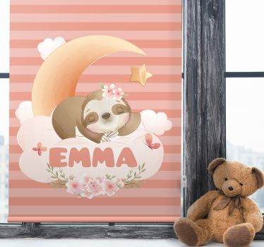 Store enrouleur chambre enfant nom avec paresseux et lune - TenStickers