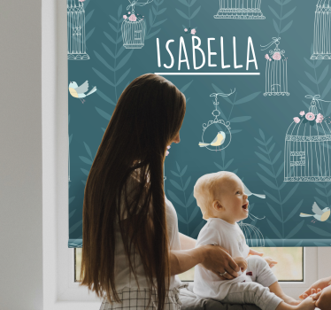 Store enrouleur chambre enfant cages à oiseaux bleues - TenStickers