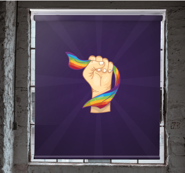 Store enrouleur original poing tenant un arc-en-ciel - TenStickers