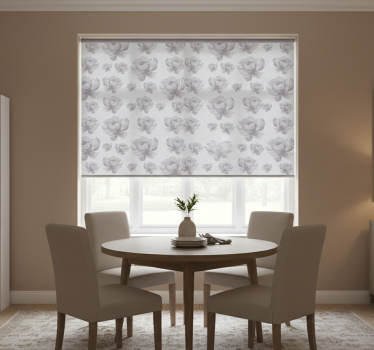 Store enrouleur salle à manger motif floral gris 80's - TenStickers