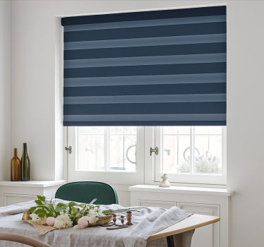 Store enrouleur salle à manger rayures bleu marine nuit - TenStickers