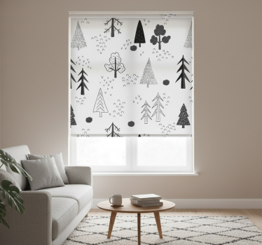Store enrouleur salon arbres minimalistes blancs nordiques - TenStickers