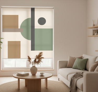 Store enrouleur salon art géométrique couleurs naturelles - TenStickers