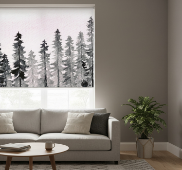 Store enrouleur salon bois aquarelle gris forêt - TenStickers