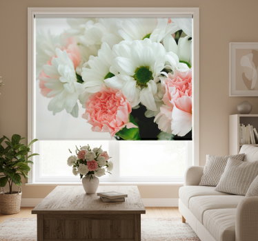 Store enrouleur salon bouquet blanc magnifique - TenStickers