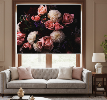 Store enrouleur salon bouquet de roses roses luxueux - TenStickers