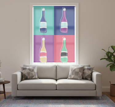 Store enrouleur salon bouteilles de champagne pop art - TenStickers
