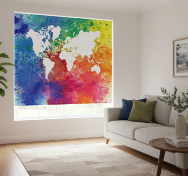 Store enrouleur salon carte du monde colorée artistique - TenStickers