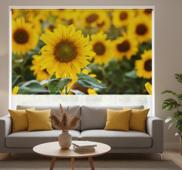 Store enrouleur salon champ de tournesols en gros plan - TenStickers