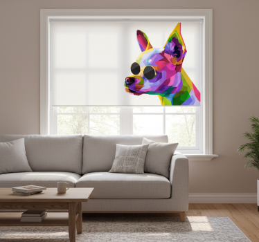 Store enrouleur salon chihuahua multicolore avec lunettes - TenStickers