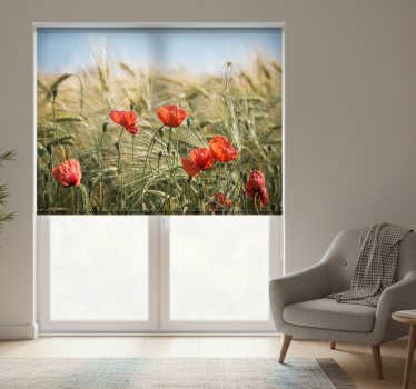 Store enrouleur salon coquelicots dans le blé d'été - TenStickers