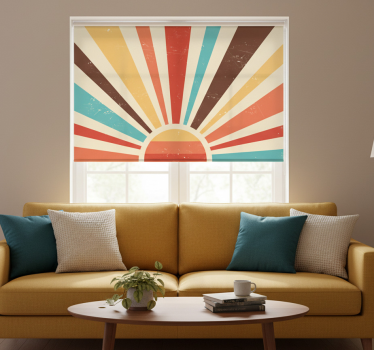 Store enrouleur salon coucher de soleil vintage abstrait - TenStickers