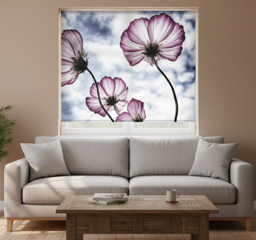 Store enrouleur salon design de fleurs cosmos violettes - TenStickers