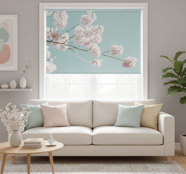 Store enrouleur salon design floral blanc élégant - TenStickers
