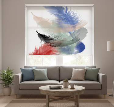 Store enrouleur salon design plumes abstraites colorées - TenStickers