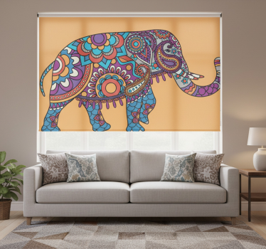 Store enrouleur salon éléphants mandala multicolore - TenStickers