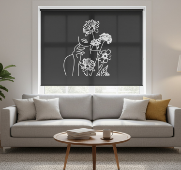 Store enrouleur salon femme et tournesols minimaliste - TenStickers