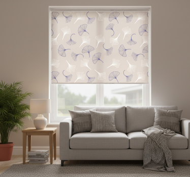 Store enrouleur salon feuilles de ginkgo crème - TenStickers