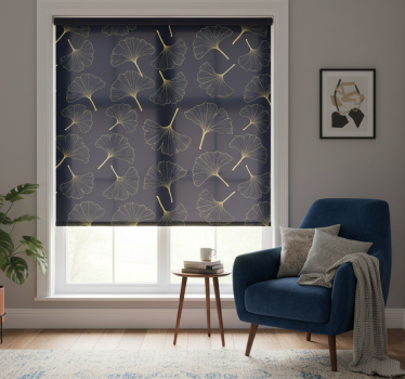 Store enrouleur salon feuilles de ginkgo dorées 3d - TenStickers