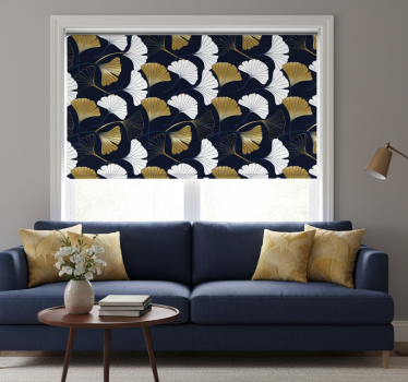 Store enrouleur salon feuilles de ginkgo en relief - TenStickers
