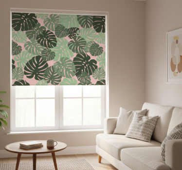 Store enrouleur salon feuilles de monstera roses - TenStickers