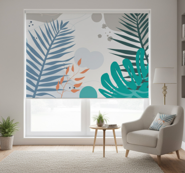 Store enrouleur salon feuilles tropicales colorées - TenStickers
