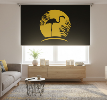 Store enrouleur salon flamant noir avec lune - TenStickers